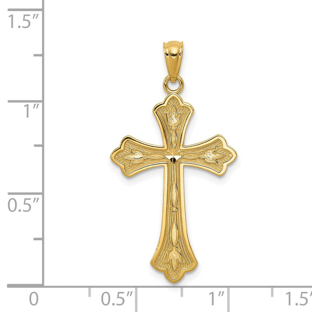 14k Yellow Gold Diamond-cut Cross Pendant