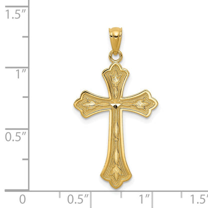 14k Yellow Gold Diamond-cut Cross Pendant