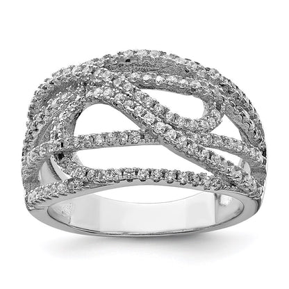 Sterling Silver Rhodium-plated CZ Micro pav� Ring