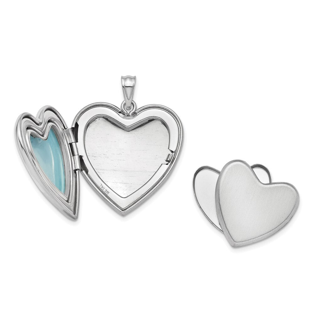Sterling Silver Rhodium-plated 24mm Diamond-cut Cross Ash Holder Heart Locket