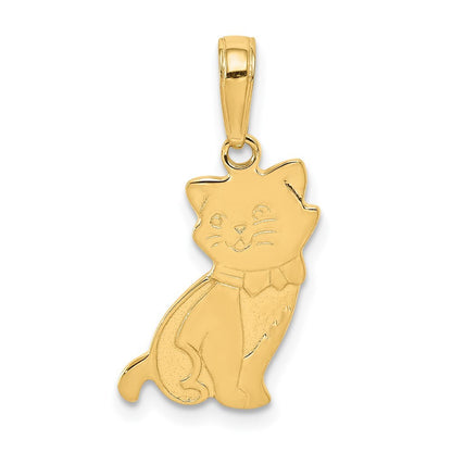14k Yellow Gold Sitting Cat Pendant for Women