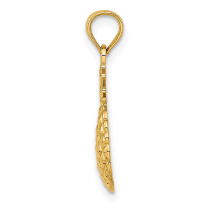14k Yellow Gold Textured Pineapple Charm Pendant