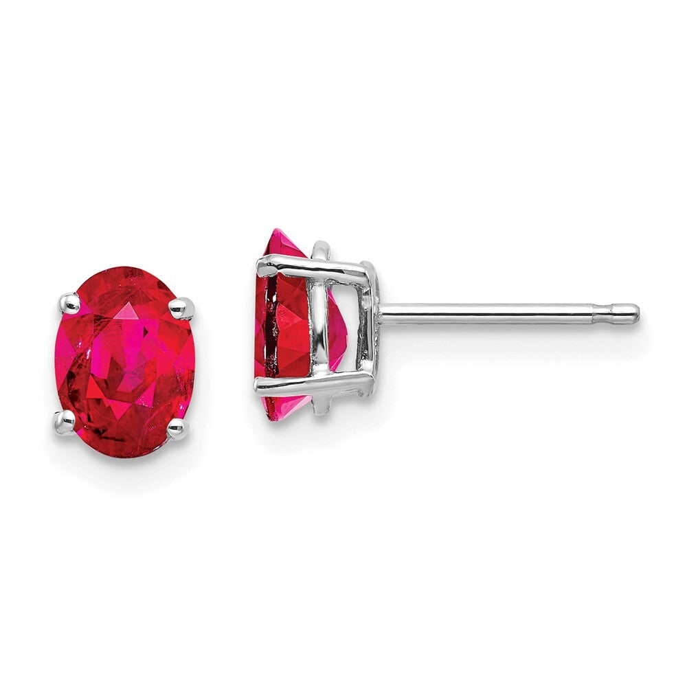 14k White Gold Ruby Stud Earrings