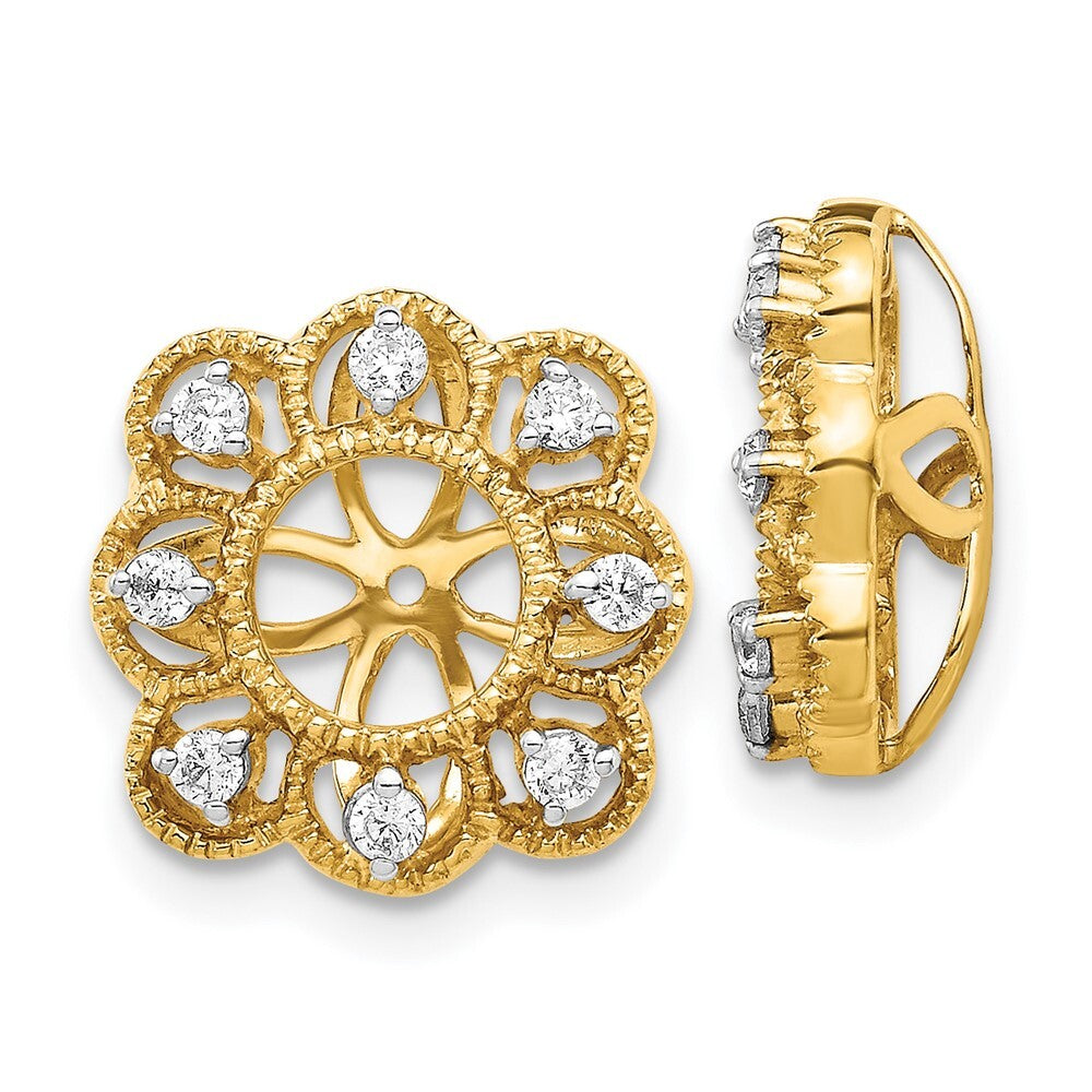14k Yellow Gold Fancy Diamond Earring Jackets