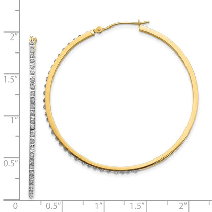 14k Yellow Gold Diamond Fascination Large Round Hinged Hoop Earrings