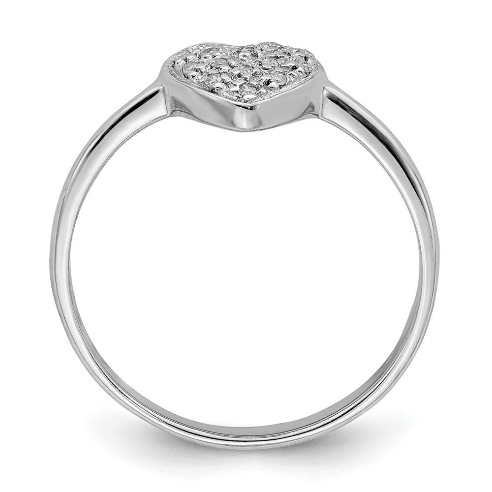 Sterling Silver Rhodium Polished Diamond Heart Ring Size 6