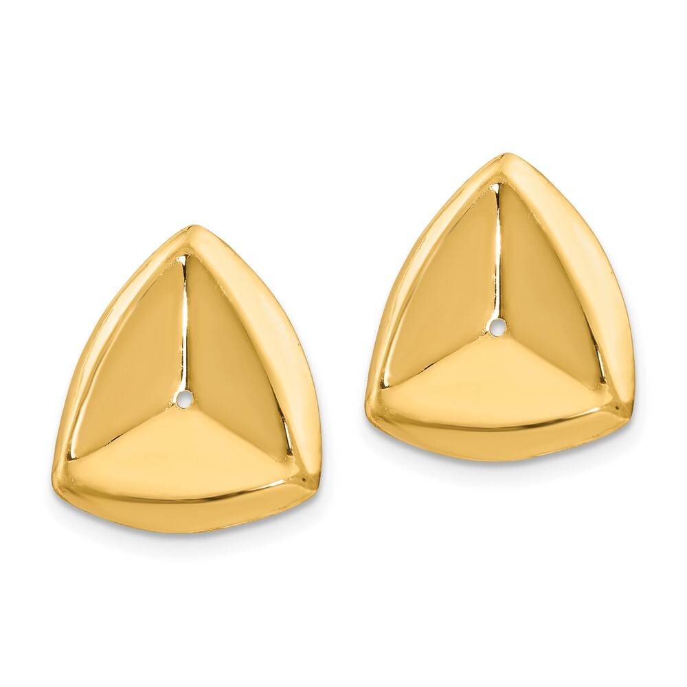 14k Yellow Gold Polished Triangle Earring Jackets Gift for Women