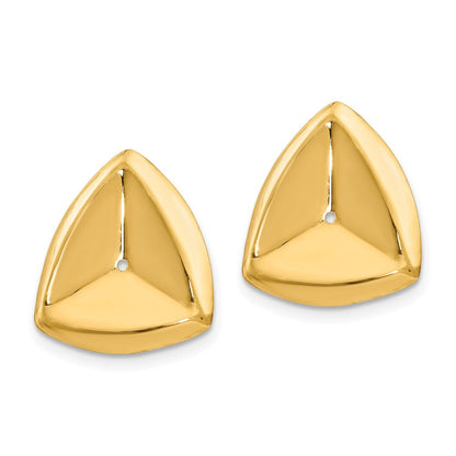 14k Yellow Gold Polished Triangle Earring Jackets Gift for Women