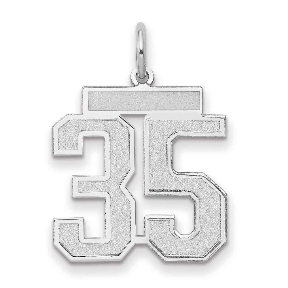 14K White Medium Satin Number 35 Charm
