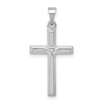 14k White Gold Hollow Cross Pendant for Women