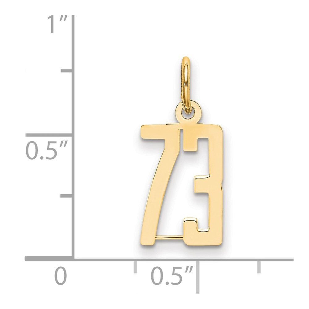 14k Yellow Gold Small Elongated Number 73 Charm Pendant for Women