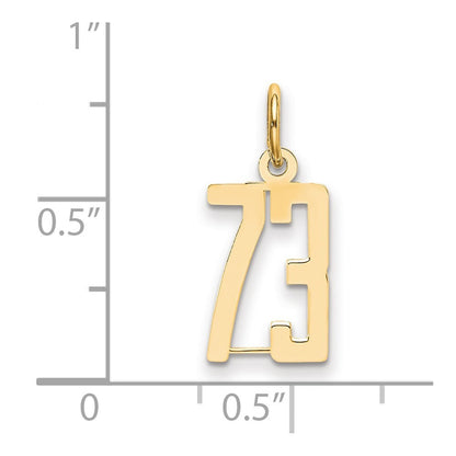 14k Yellow Gold Small Elongated Number 73 Charm Pendant for Women