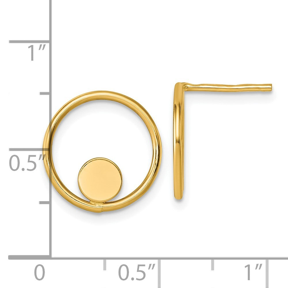 14k Yellow Gold Polished Circle in Circle Earrings