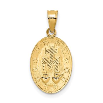 14k Yellow Gold Polished Miraculous Medal Pendant for Women