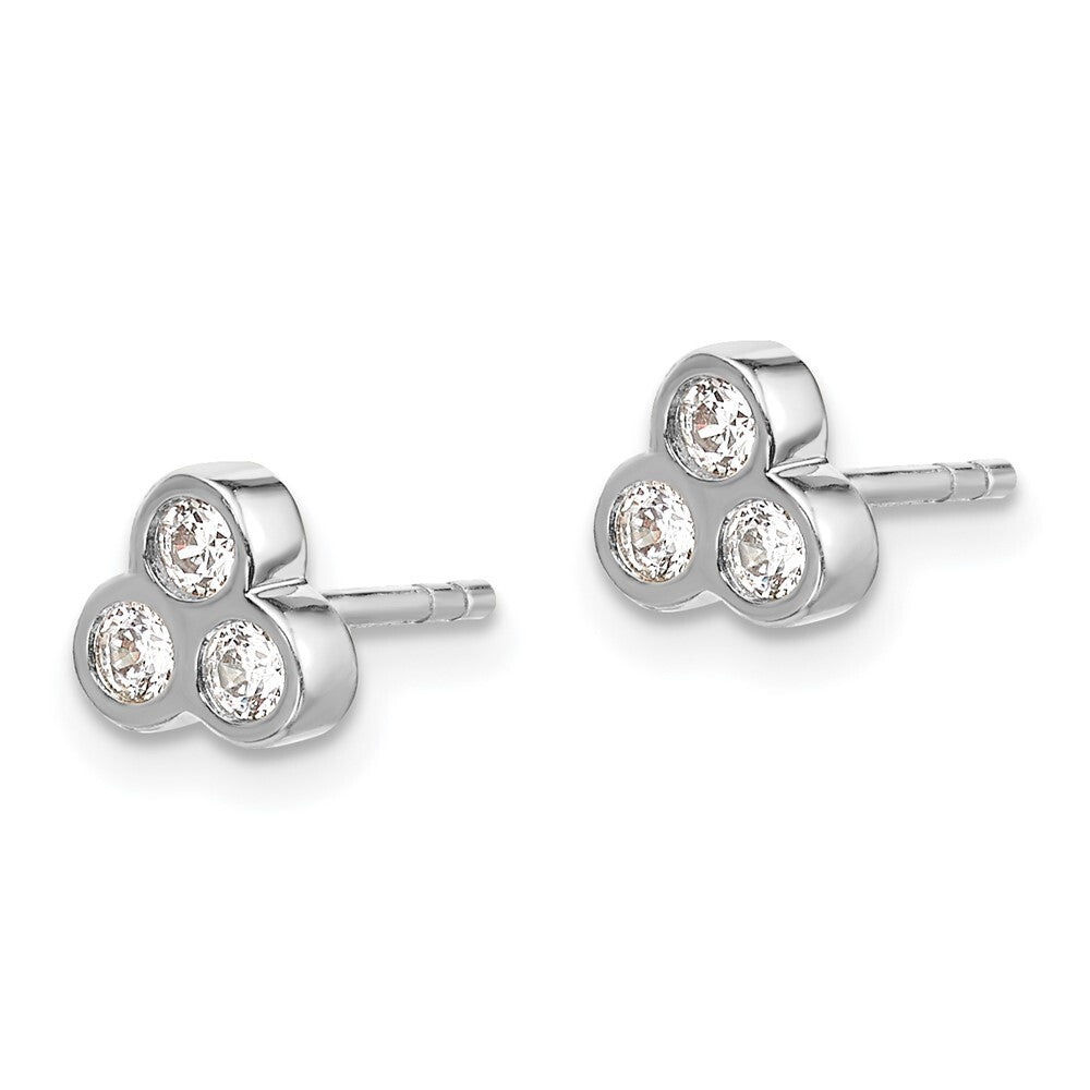 14k White Gold 3-stone Diamond Stud Earrings
