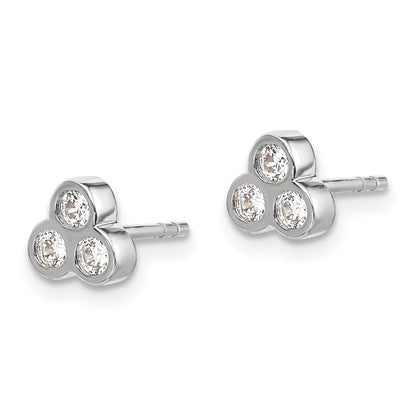 14k White Gold 3-stone Diamond Stud Earrings