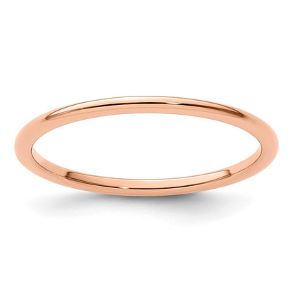 14K Rose Gold 1.2mm Half Round Polished Stackable Band Ring Size 7.5