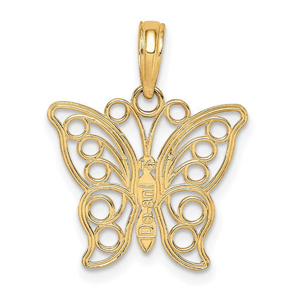 14k Yellow Gold Cut-out Butterfly Large Pendant for Women