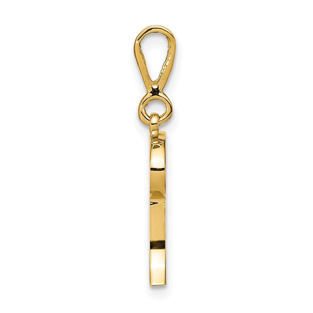 14k Yellow Gold Polished Script Filigree Letter I Initial Pendant for Women