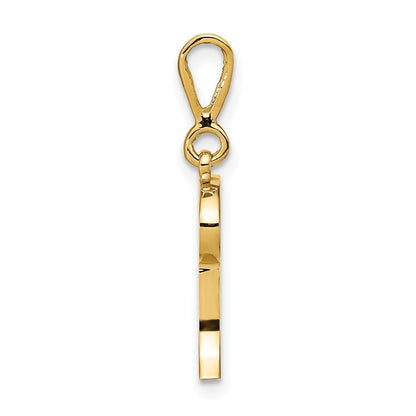 14k Yellow Gold Polished Script Filigree Letter I Initial Pendant for Women