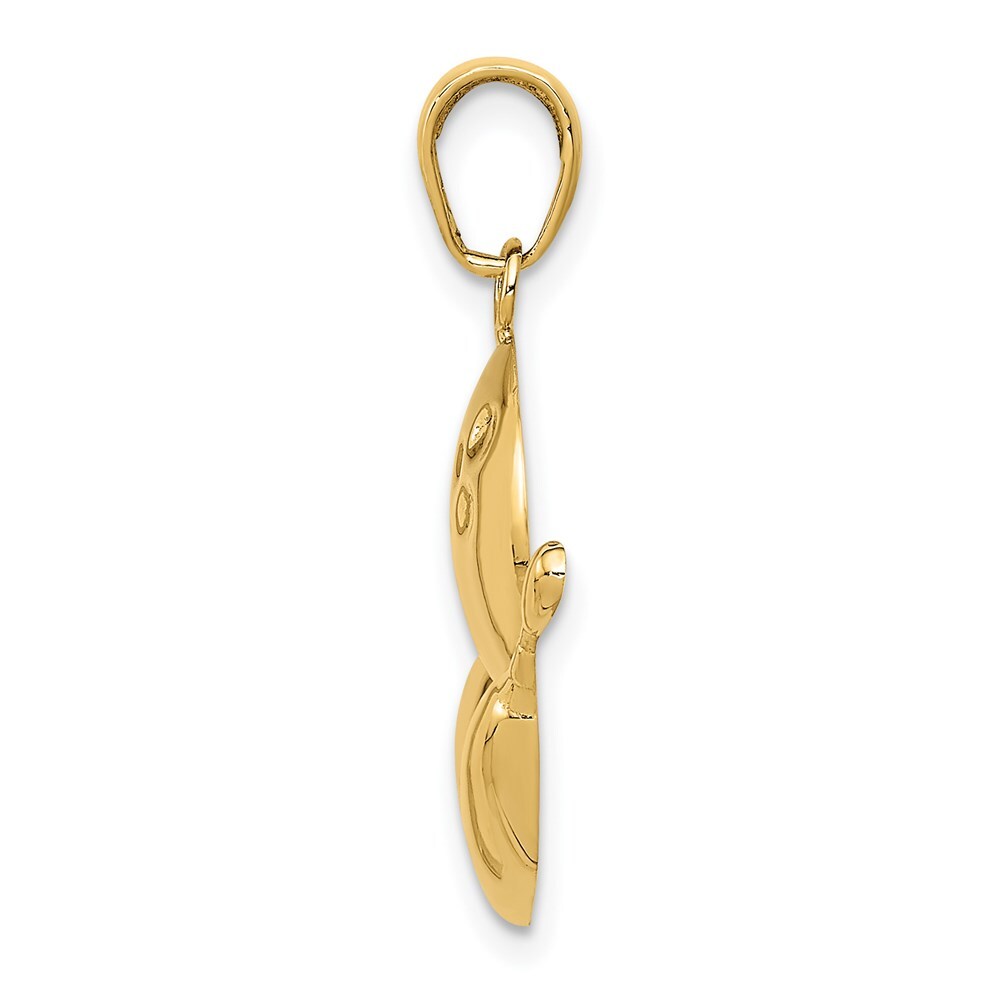 14k Yellow Gold Diamond-Cut Bowling Theme Charm Pendant for Women