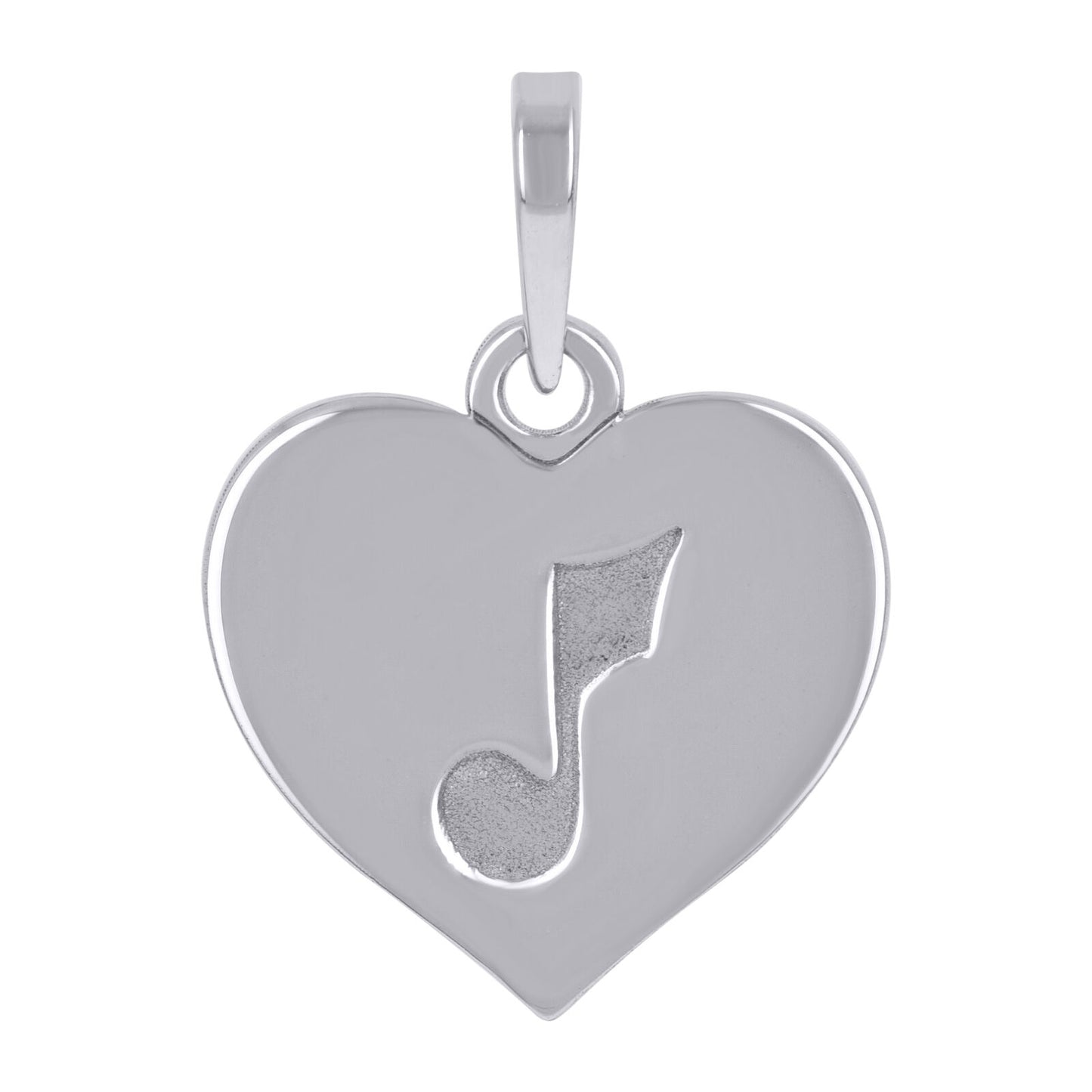 925 Sterling Silver Treble Clef Music Note Heart Charm Pendant