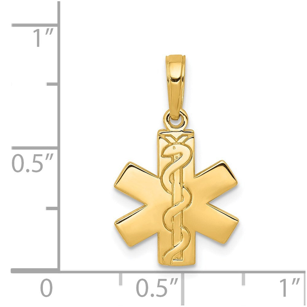 14k Yellow Gold Paramedic/EMT Symbol Pendant for Women