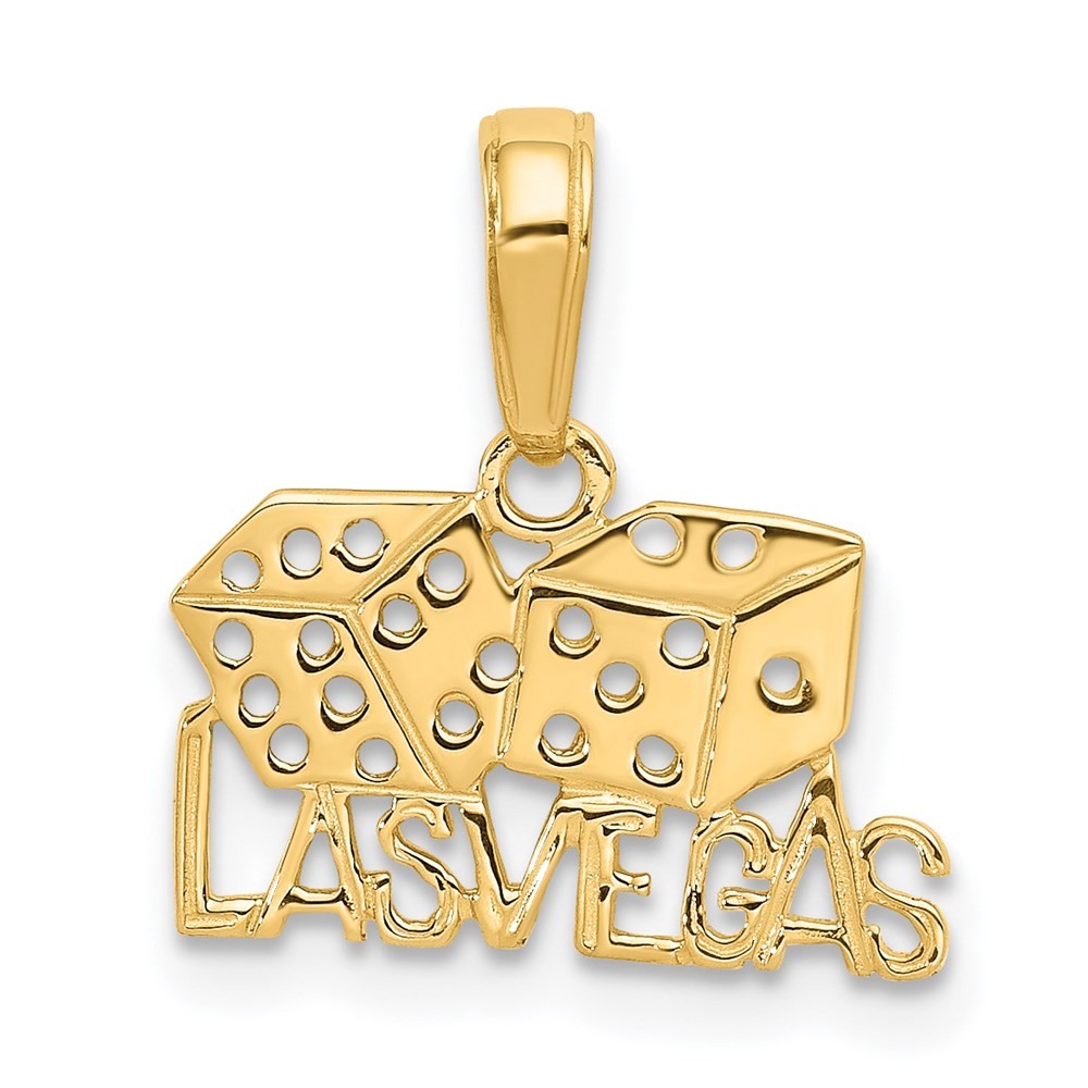 14k Yellow Gold LAS VEGAS w/Dice Pendant
