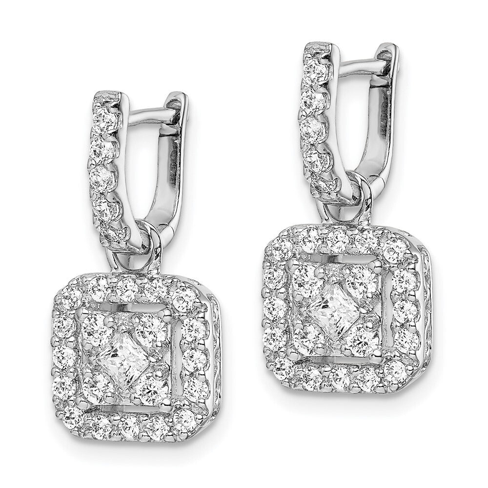 14k White Gold Diamond Hinged Drop & Dangle Earrings