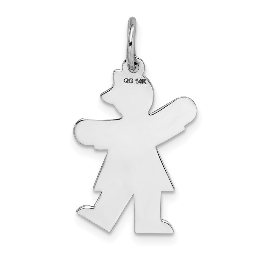 14k White Gold Kid Charm Pendant for Women