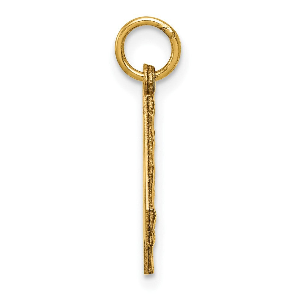 14k Yellow Gold Medium Diamond-cut Number 4 Charm Pendant