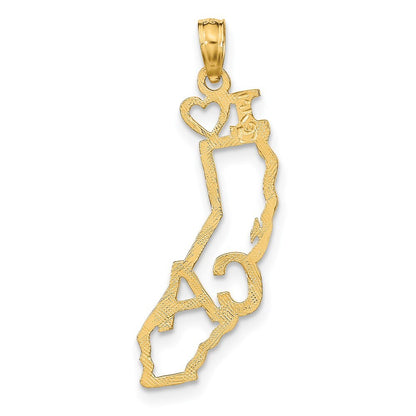 14k Yellow Gold Solid California State Pendant