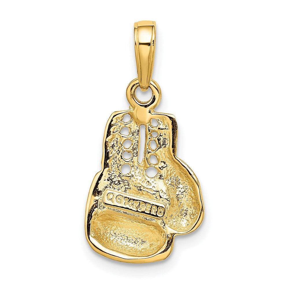 14k Yellow Gold Polished Cut-out Boxing Glove Charm Pendant for Women