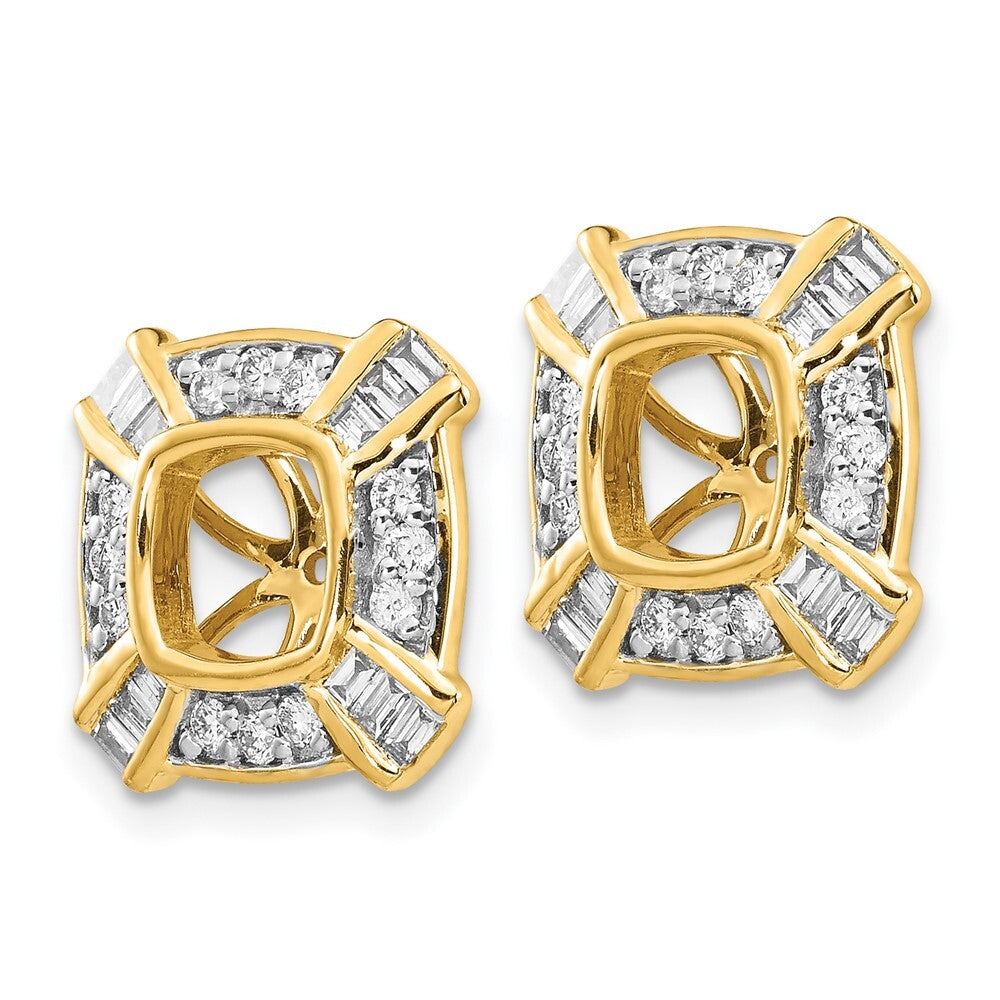 14k Yellow Gold Fancy Diamond Earring Jackets