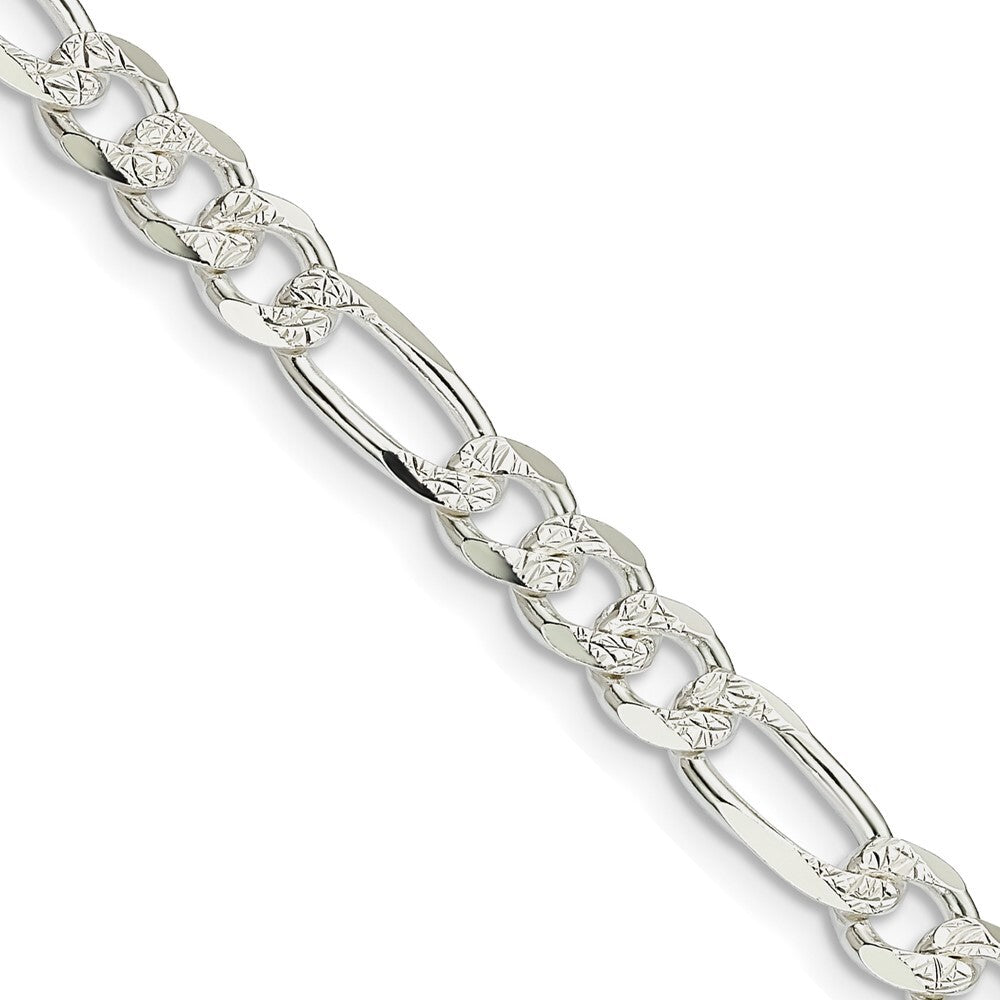 Sterling Silver 5.5mm Pav� Flat Figaro Chain