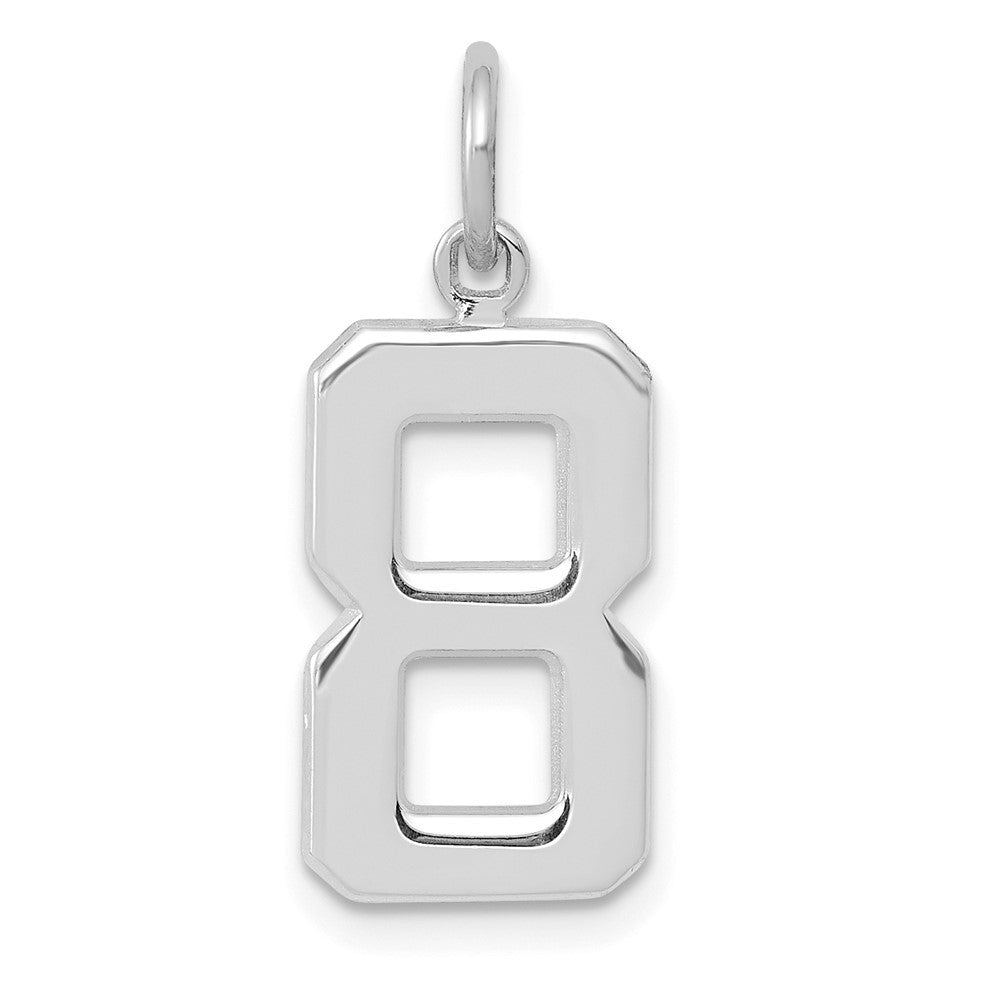14K White Medium Polished Number 8 Charm