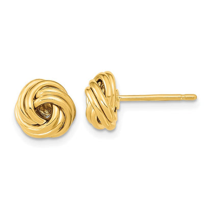 14k Yellow Gold Polished Love Knot Stud Earrings Gift for Women