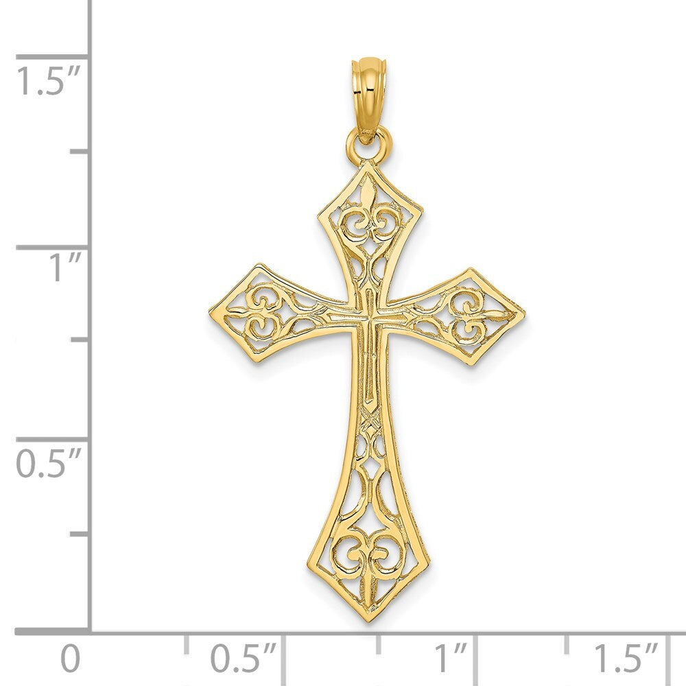 14k Yellow Gold Filigree Cross Charm
