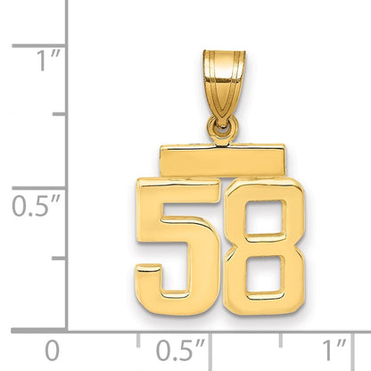 14k Yellow Gold Small Polished Number 58 Charm Pendant for Women
