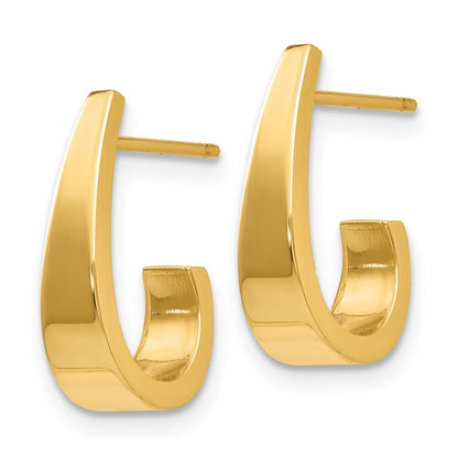 14k Yellow Gold Small Polished J Hoop Earrings Gift for Women