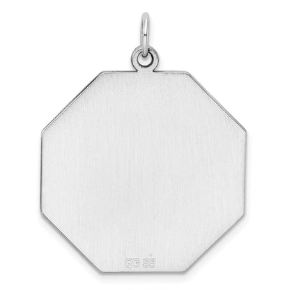 Sterling Silver Engraveable Octagon Polished Front/Satin Back Disc Charm