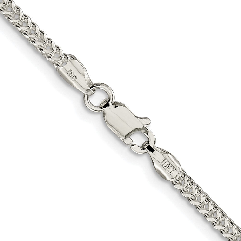 Sterling Silver Rhodium-plated 2mm Diamond-cut Square Franco Chain
