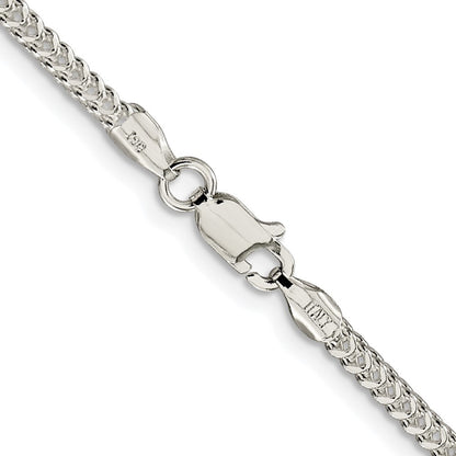 Sterling Silver Rhodium-plated 2mm Diamond-cut Square Franco Chain