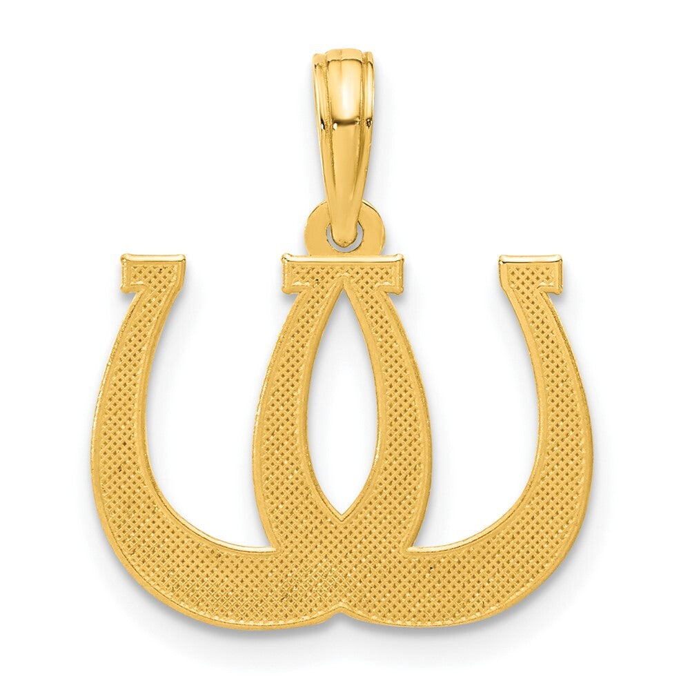 14k Yellow Gold Polished Double Horseshoe Pendant for Women