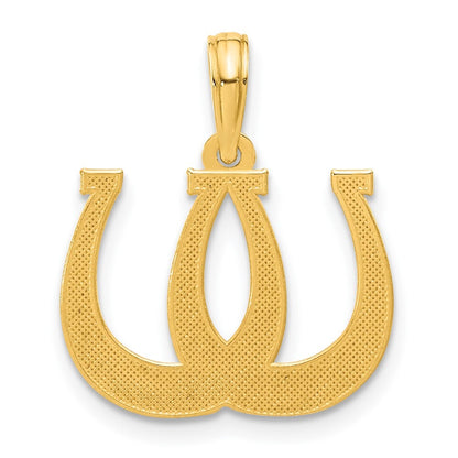 14k Yellow Gold Polished Double Horseshoe Pendant for Women