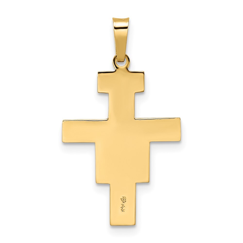 14k Two-tone Gold Solid Crucifix Pendant for Women