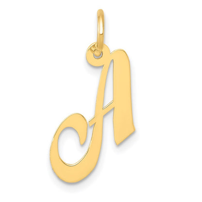 14k Yellow Gold Small Fancy Script Letter A Initial Charm