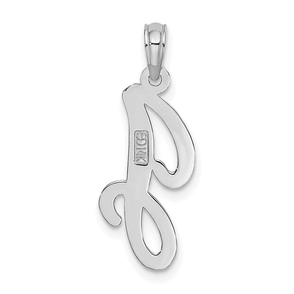14k White Gold Script Letter J Initial Pendant for Women