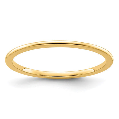 14k Yellow Gold  1.2mm Half Round Polished Stackable Band Ring Size 8.5