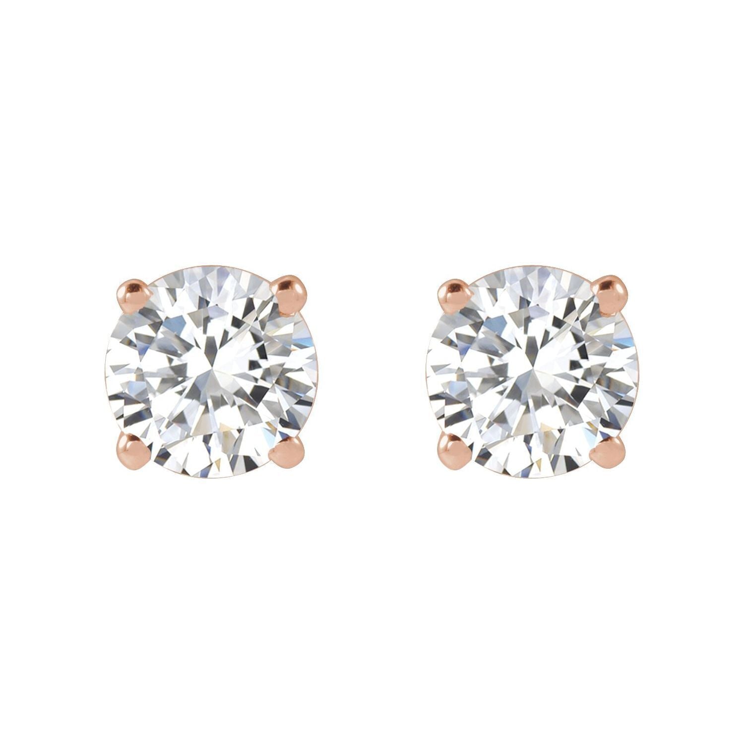 14k Rose Gold 1 CTW Lab-Grown Diamond Stud Earrings Fine Jewelry for Women